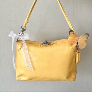 Vintage Y2K Coach Yellow Leather Mini Pochette Bag/Wristlet